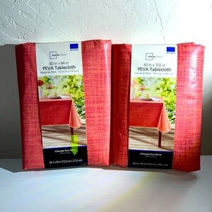 Mainstays Lot of 2 Identical 60 Inch by 84 Inch Peva Rectangular Table Cloth